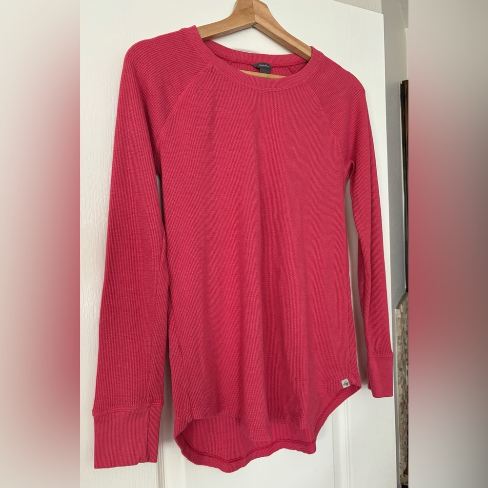 Eddie Bauer Pink Long Sleeve Waffle Knit Shirt - XS - like new!